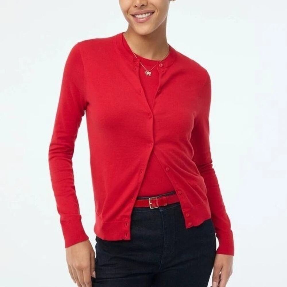 NWT J. Crew Factory Classic Cotton Cardigan Sweater in Red Size 2X